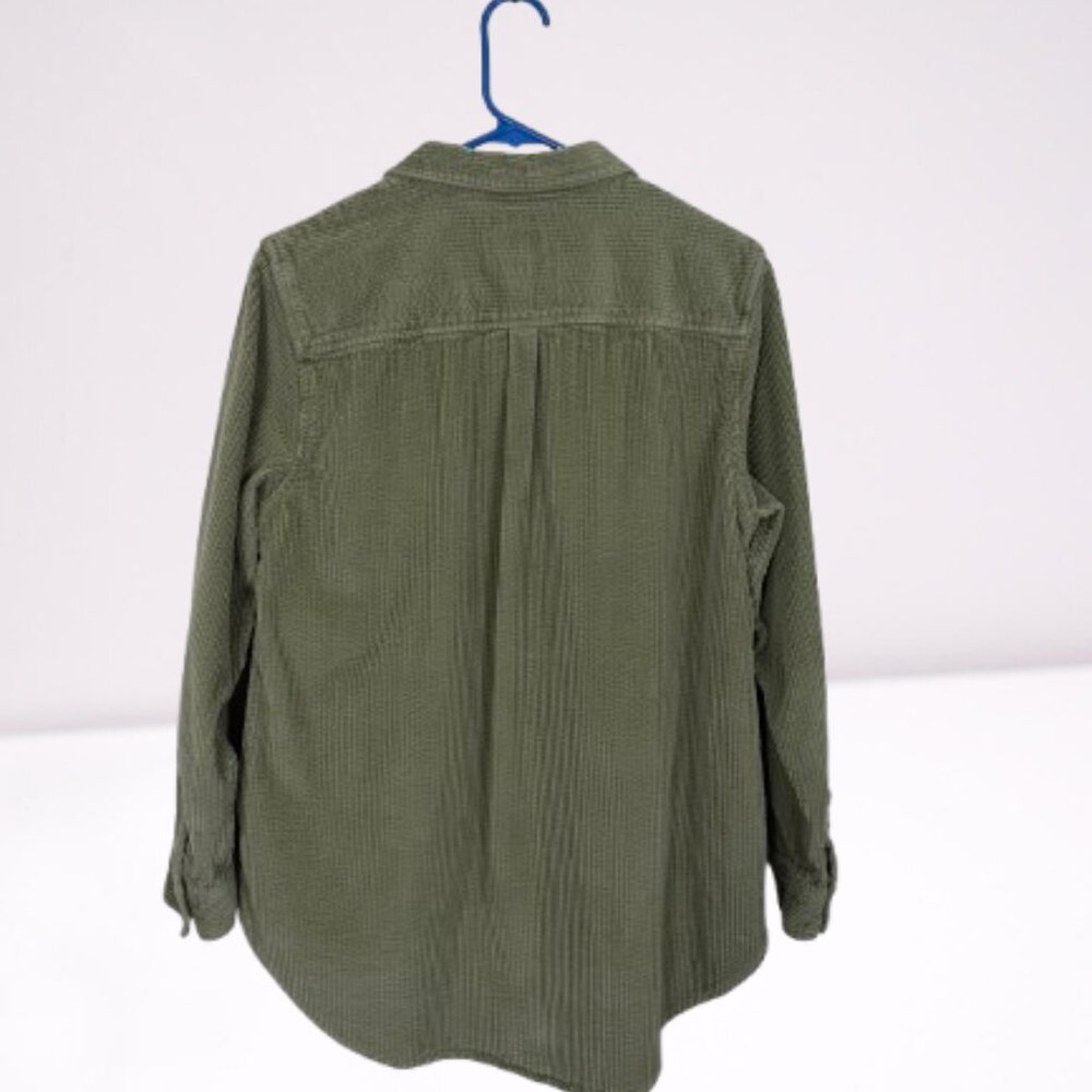 L.L. Bean Women’s Comfort Corduroy Relaxed Shirt Side Pocket Size MP Sage - Picture 8 of 11